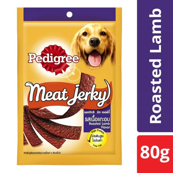 Pedigree Meat Jerky Flat Strip Roasted Lamb Flavor Adult Dog 80g