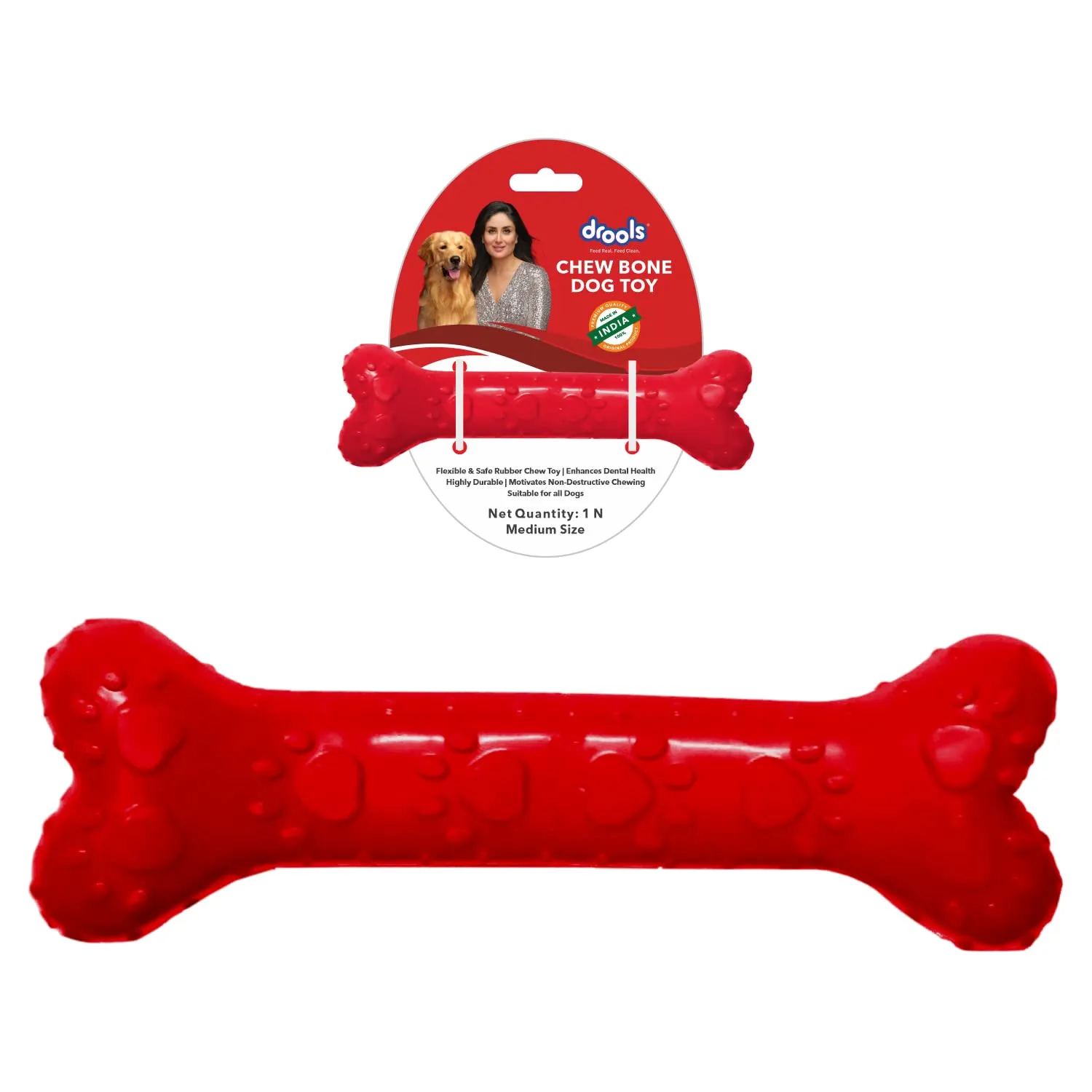 Drools Non-Toxic Rubber Chew Bone Teething Toy For Dogs All Ages