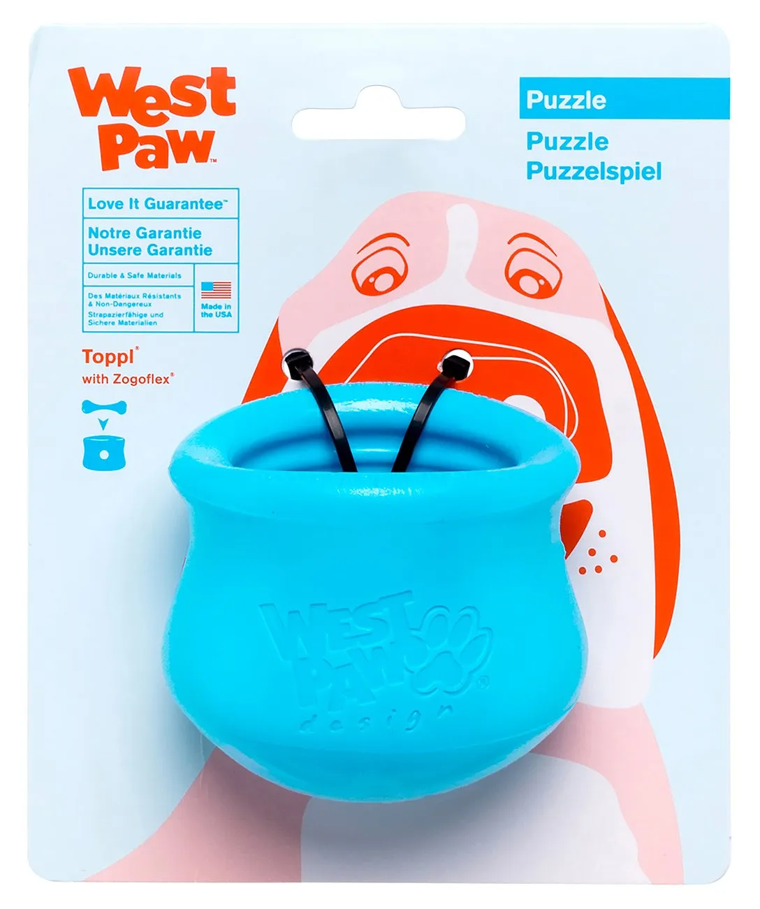 West Paw Zogoflex Toppl Treat Toy  Blue  All Ages