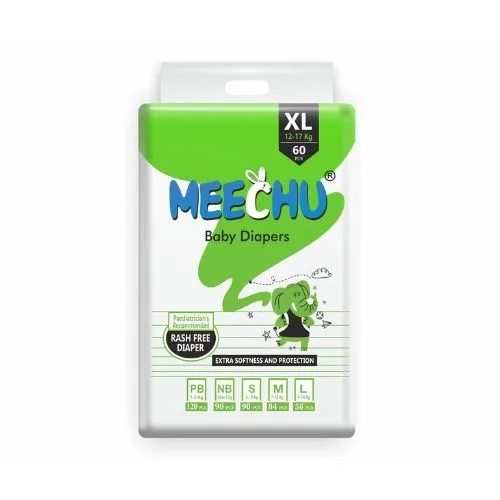 Meechu Rash Free Baby Diapers New Born(NB),90count-1350