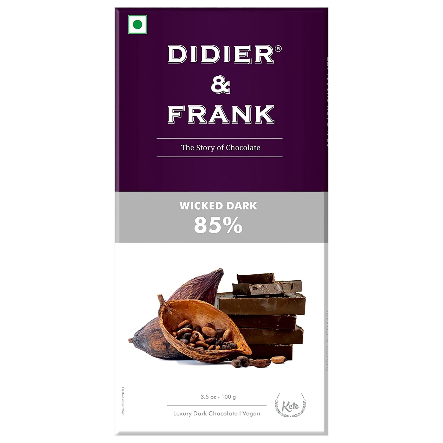 Didier and Frank Wicked Dark 85percent Dark Chocolate – 100 gms