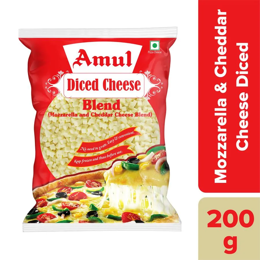 Amul Mozzarella and Cheddar Pizza Cheese – 200 gms