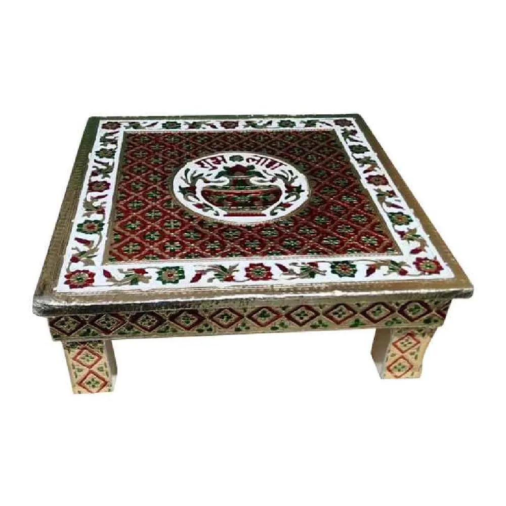 Wooden Aasan Top Meena – 12×18 Inches – Assorted – 1 Unit