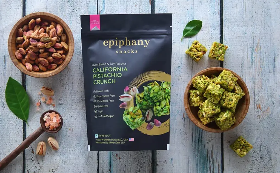 Epiphany Snacks California Pistachio Crunch Bar – 35 gms