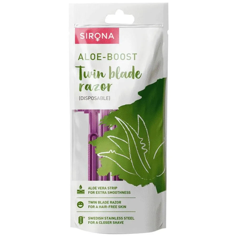 Sirona Twin Blade Disposable Razor For Women – Aloe Boost – 1 Unit