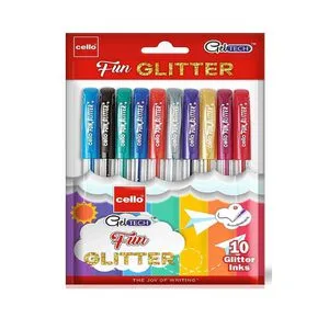 Cello Multi Colou Glitter Sparkle Gel Pen 10 N