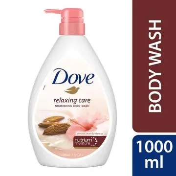 Dove Relaxing Care Nourishing Body Wash – Almond Cream and Hibiscus, Moisturizing, 1 L