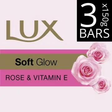 Lux Rose and Vitamin E Soft  Glowing Skin Soap Bar 150 Gms (Pack of 3)
