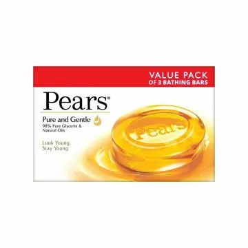 Pears Moisturising Bathing Bar Soap with  Glycerine Pure and  gentle For  Golden  Glow 125g (Pack of 3)