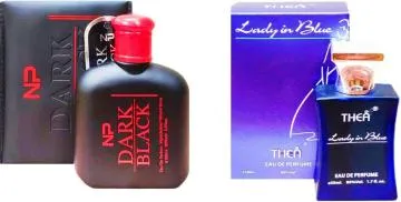 Aa Aromas Dark Black And Lady In Blue Eau De Parfum For Men And Women 75 Ml Each Pack Of 2