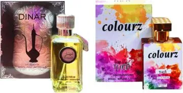 Aa Aromas Dinar And Colourz Eau De Parfum For Men And Women 75 Ml Each Pack Of 2