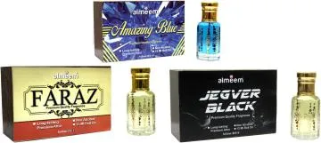 Almeem Faraaz Amazing Blue Jagver Black Spicy Amber Musk Floral Attar for Men and Women 12 ml