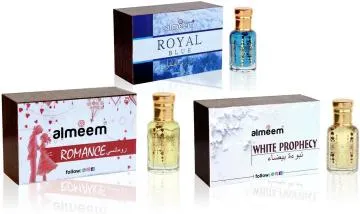 Almeem Romance Royal Blue White Prophecy Citrus Musk Saffron Floral Attar for Men and Women 12 ml
