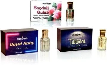 Almeem Royal Ruby Sandali Gulab Tahoora Rose Musk Arabia Citrus Floral Attar for Men and Women 12 ml