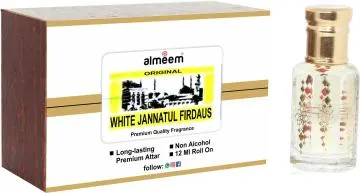 Almeem White Natural Amber Sandalwood Jannat Ul Firdaus Floral Attar for Men and Women 12 ml