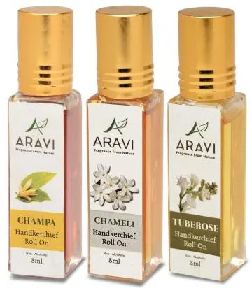 ARAVI Natural Long Lasting Fragrance Deodorant For Men And Women 8 ml – Pack Of 3
