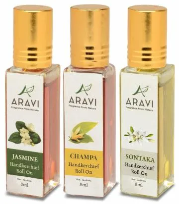 ARAVI Natural Long Lasting Fragrance Deodorant For Men And Women 8 ml – Pack Of 3