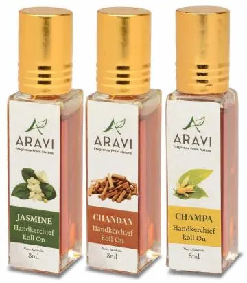 ARAVI Natural Long Lasting Fragrance Deodorant For Men And Women 8 ml – Pack Of 3