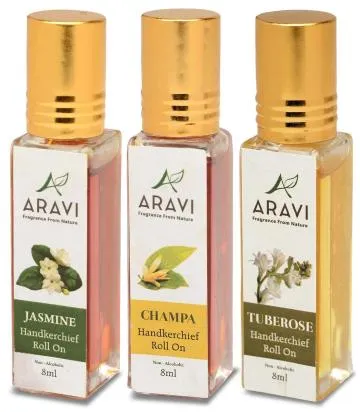ARAVI Natural Long Lasting Fragrance Deodorant For Men And Women 8 ml – Pack Of 3