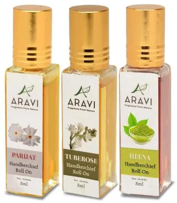ARAVI Natural Long Lasting Fragrance Deodorant For Men And Women 8 ml – Pack Of 3