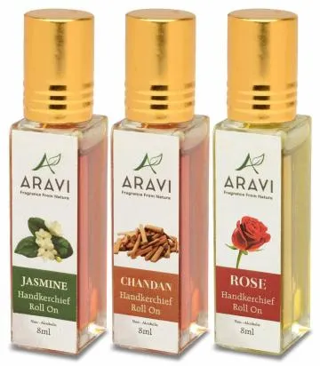 ARAVI Natural Long Lasting Fragrance Deodorant For Men And Women 8 ml – Pack Of 3
