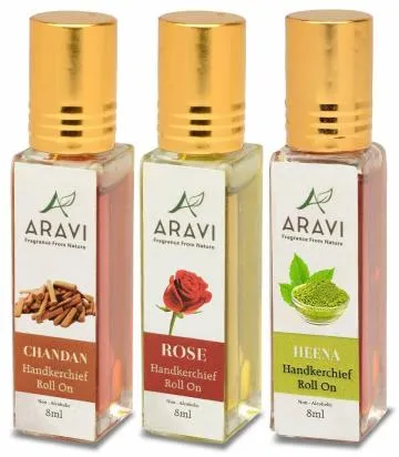 ARAVI Natural Long Lasting Fragrance Deodorant For Men And Women 8 ml – Pack Of 3