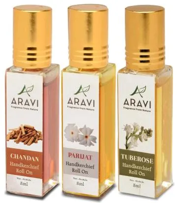 ARAVI Natural Long Lasting Fragrance Deodorant For Men And Women 8 ml – Pack Of 3