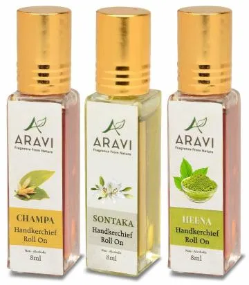 ARAVI Natural Long Lasting Fragrance Deodorant For Men And Women 8 ml – Pack Of 3