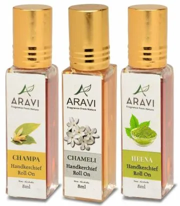ARAVI Natural Long Lasting Fragrance Deodorant For Men And Women 8 ml – Pack Of 3