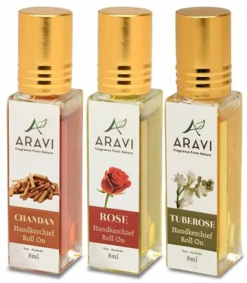 ARAVI Natural Long Lasting Fragrance Deodorant For Men And Women 8 ml – Pack Of 3