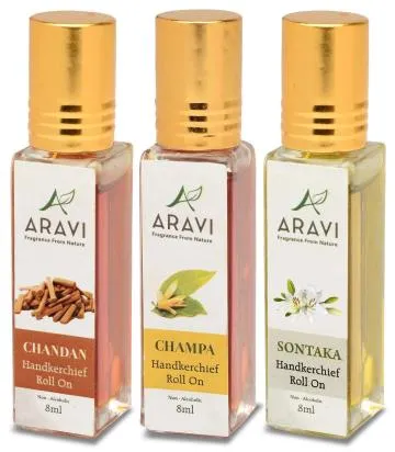 ARAVI Natural Long Lasting Fragrance Deodorant For Men And Women 8 ml – Pack Of 3
