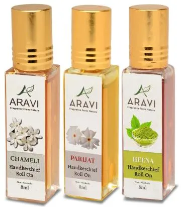 ARAVI Natural Long Lasting Fragrance Deodorant For Men And Women 8 ml – Pack Of 3