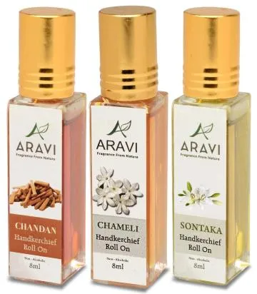 ARAVI Natural Long Lasting Fragrance Deodorant For Men And Women 8 ml – Pack Of 3