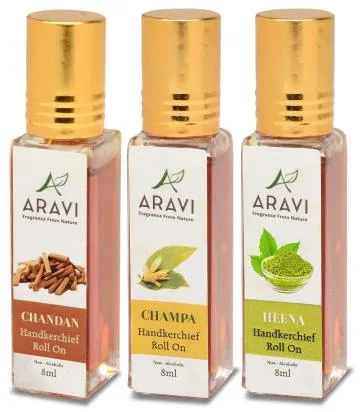 ARAVI Natural Long Lasting Fragrance Deodorant For Men And Women 8 ml – Pack Of 3