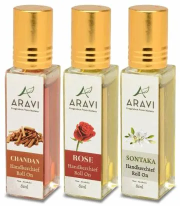 ARAVI Natural Long Lasting Fragrance Deodorant For Men And Women 8 ml – Pack Of 3