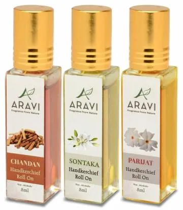 ARAVI Natural Long Lasting Fragrance Deodorant For Men And Women 8 ml – Pack Of 3