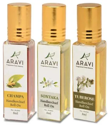 ARAVI Natural Long Lasting Fragrance Deodorant For Men And Women 8 ml – Pack Of 3