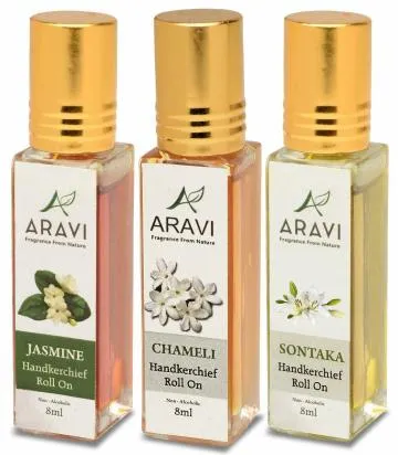 ARAVI Roll On Perfume Natural Deodorant For Men And Women 8 ml – Pack Of 3