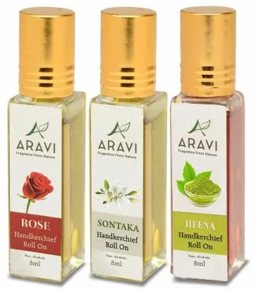 ARAVI Roll On Perfume Natural Deodorant For Men And Women 8 ml – Pack Of 3