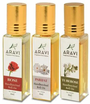ARAVI Roll On Perfume Natural Deodorant For Men And Women 8 ml – Pack Of 3