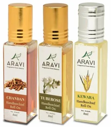 ARAVI Roll On Perfume Natural Deodorant For Men And Women 8 ml – Pack Of 3