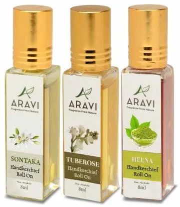 ARAVI Roll On Perfume Natural Deodorant For Men And Women 8 ml – Pack Of 3