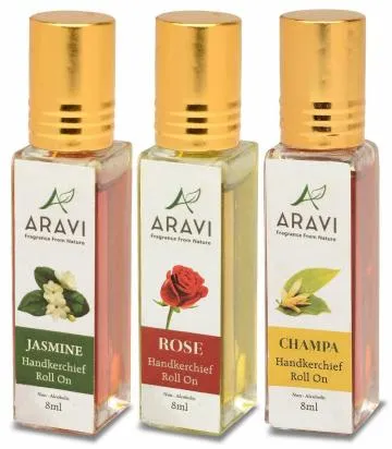 ARAVI Roll On Perfume Natural Deodorant For Men And Women 8 ml – Pack Of 3