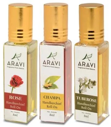 ARAVI Roll On Perfume Natural Deodorant For Men And Women 8 ml – Pack Of 3