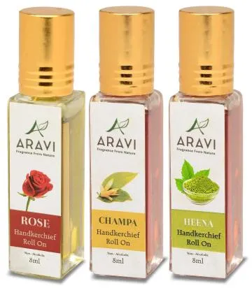ARAVI Roll On Perfume Natural Deodorant For Men And Women 8 ml – Pack Of 3