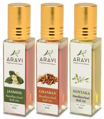 ARAVI Roll On Perfume Natural Deodorant For Men And Women 8 ml – Pack Of 3