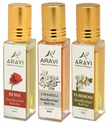 ARAVI Roll On Perfume Natural Deodorant For Men And Women 8 ml – Pack Of 3