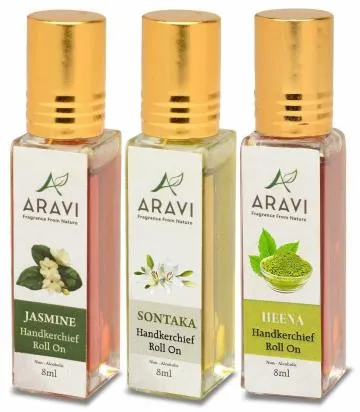 ARAVI Roll On Perfume Natural Deodorant For Men And Women 8 ml – Pack Of 3