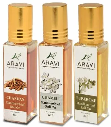 ARAVI Roll On Perfume Natural Deodorant For Men And Women 8 ml – Pack Of 3