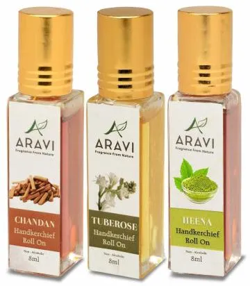 ARAVI Roll On Perfume Natural Deodorant For Men And Women 8 ml – Pack Of 3